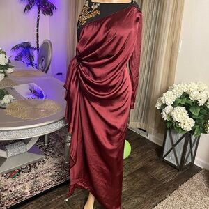 Elegant Burgundy draping dress